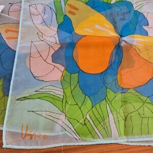 Vintage Vera Floral Butterfly Sheer Scarf Bright colored Polyester Wearable Art